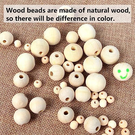 200pcs 12MM Wood Beads Natural Unfinished Round Wooden Loose Beads Wood Spacer Beads for Craft Making Decorations and DIY Crafts(12MM) pojah