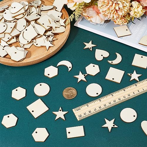 SUNNYCLUE 480Pcs Wood Charms Jump Rings Earrings Making Starter Kit Unfinished Wood Blanks Wooden Blank Charms Earring Hooks Round Pieces Square SUNNYCLUE