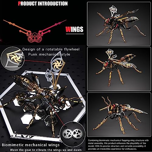 3D Metal Puzzles for Adults: The Northern Giant Hornet Metal Model Kits, 3D Metal Puzzle Mechanical Wasp Building Blocks, Difficult DIY for Assembly, OreilleStar