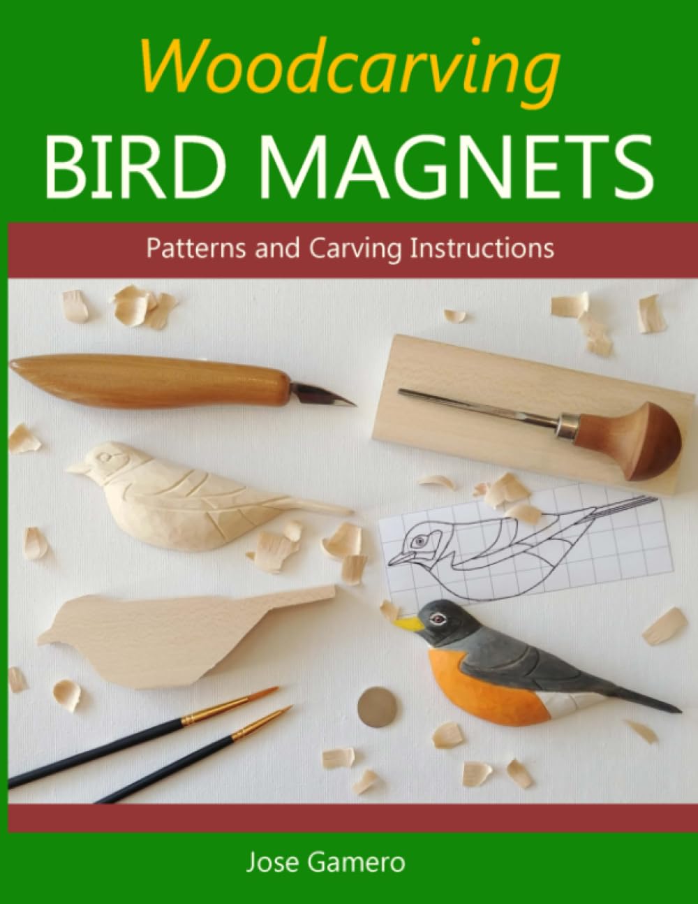 Woodcarving BIRD MAGNETS (Folk Art Bird Woodcarving) WoodArtSupply