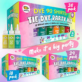 Tie Dye Party Kit for Kids & Adults - 36 Large Tye Dye Bottles with 12 Colors & Tie Dye Powder, Soda Ash, Gloves - Tie Dye Kit for Large Groups - DOODLE HOG