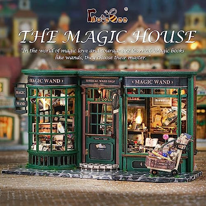 CUTEBEE DIY Miniature Dollhouse Kit, DIY Wooden Dollhouse Kit Miniature House Kit, Creative Room Idea（Magic House）