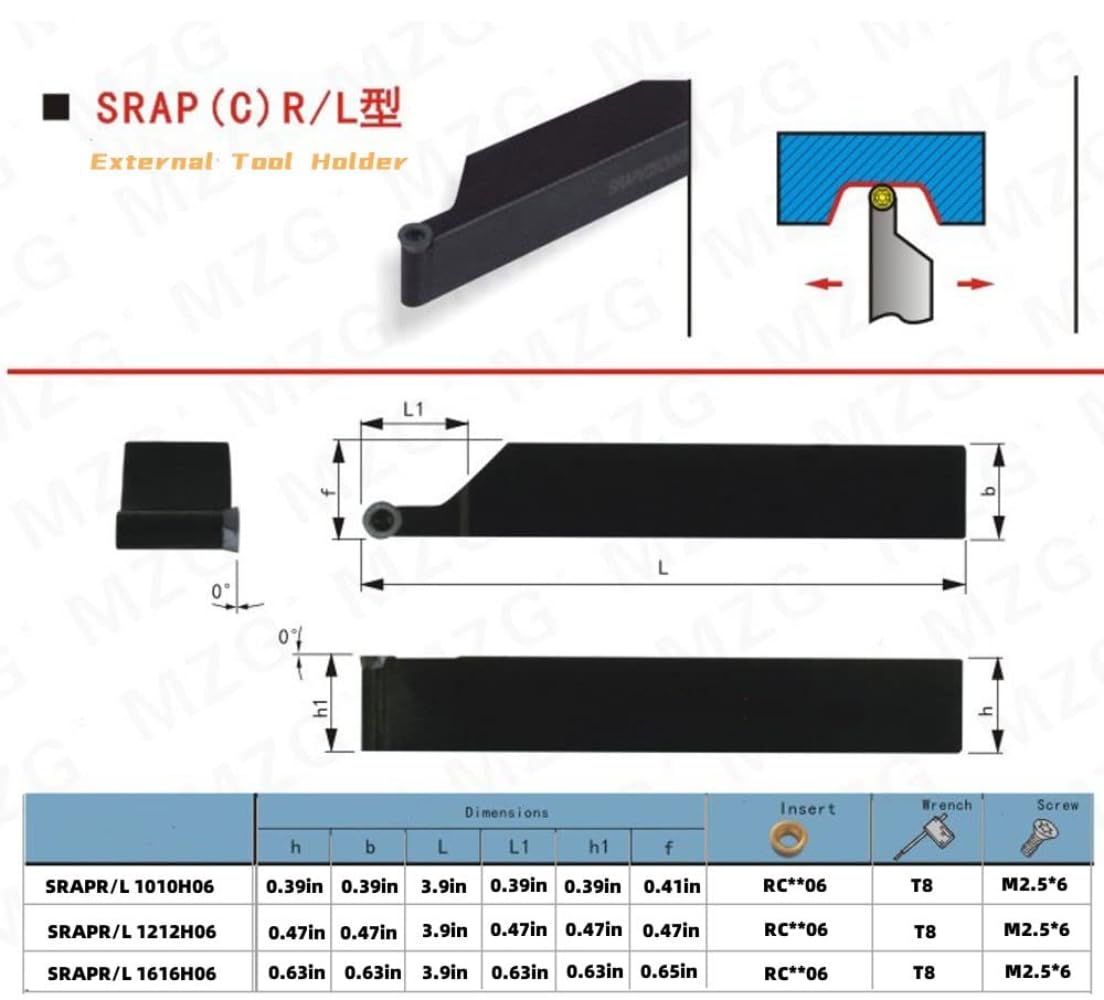 3/8” SRACR1010H06 + R3 Yellow Lathe Turning Holders 90 Degrees Lathe Turning & Profiling Tool Holder for Round Carbide Inserts RCMT0602 Right Hand zouzmin