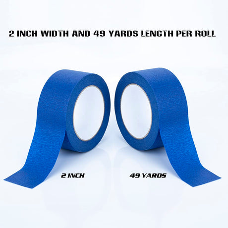 XUXU Blue Painters Tape, 2 Inch Blue Painters Masking Tape Bulk for Multi-Surface, Produce Sharp Lines, Residue-Free 196 Yards Total Blue Tape Set of XUXU