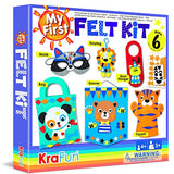 KRAFUN My First Felt Kit Animal Craft Kit for Kids and Toddlers, Boys and Girls Age 3-8 Years Old, Include 6 DIY Handmade Arts and Crafts Projects, KRAFUN