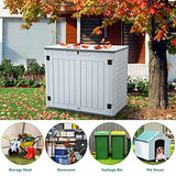 YITAHOME Outdoor Horizontal Storage Sheds w/o Shelf, 35 Cu Ft Lockable Resin Waterproof Shed, Ideal for Garden Tools, Easy to Assemble, Light Gray YITAHOME