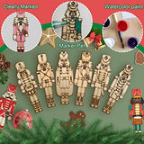 24 Pieces DIY Christmas Nutcracker Ornaments Unfinished Wooden Hanging Walnut Soldier Decoration Blank Xmas Crafts for Christmas Tree Holiday Party WoodArtSupply