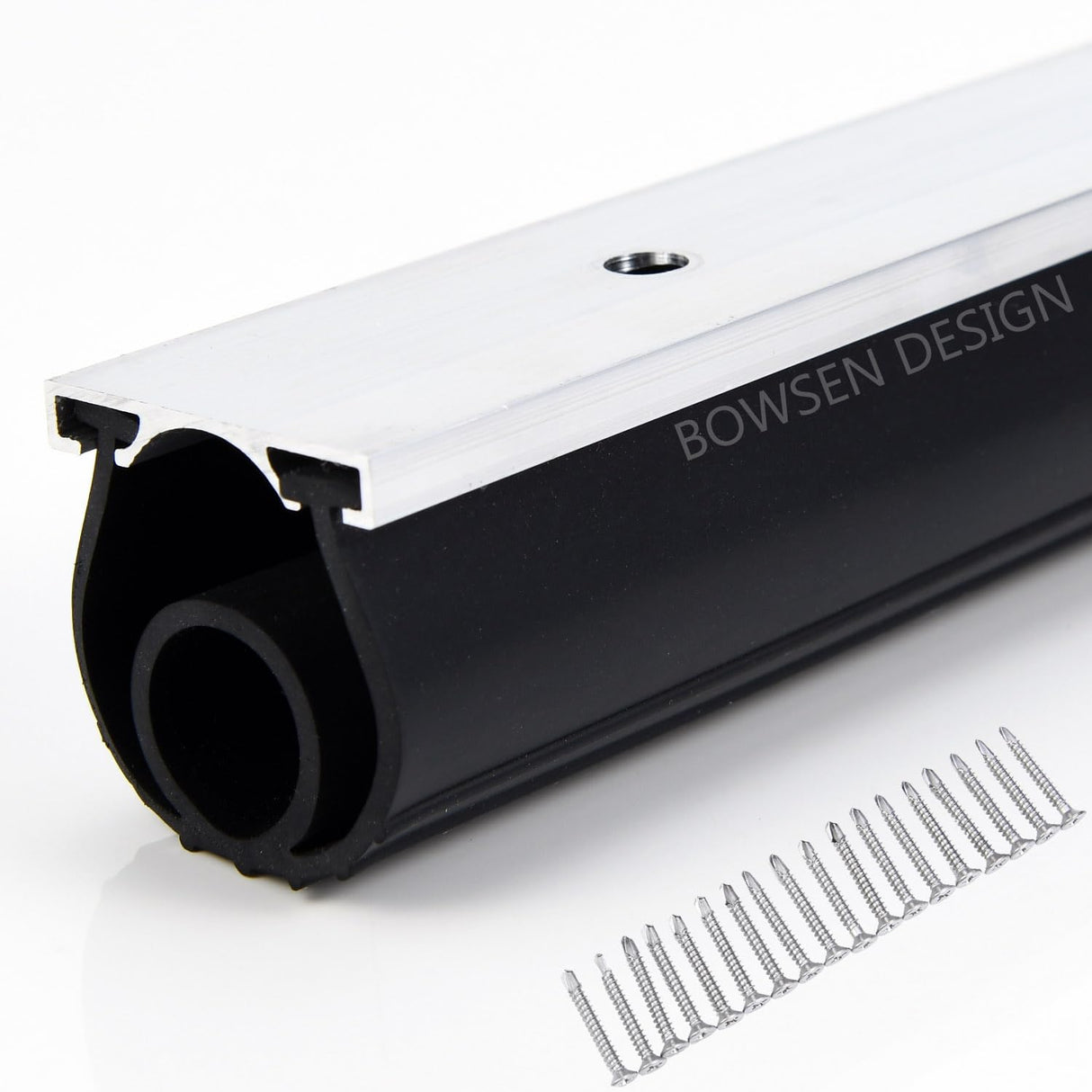 BOWSEN Heavy-Duty U+O Ring Universal Garage Door Bottom Seals Weatherstrip Rubber with Aluminum Track Retainer Kit, Black (16 FT, 1-1/4" Width) BOWSEN