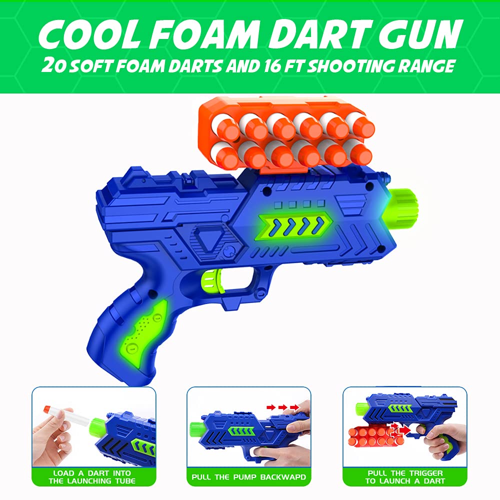 BAODLON Shooting Games Toy for Age 5, 6, 7, 8, 9, 10+ Years Old Kids, Boys - Glow in The Dark Floating Ball Target with Foam Dart Toy Gun, 10 Balls/5 BAODLON