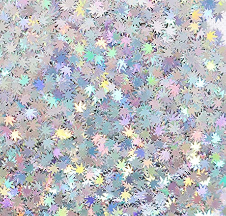 3 Pack - Green, Rainbow & Silver Holographic Leaf Glitter - Solvent Resistant & Cosmetic Grade - Face Body Nails Resin Arts & Crafts, Tumblers, Bath Electric Bliss Beauty