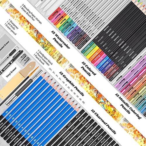 iBayam 78-Pack Drawing Sketching Kit & 150-Pack Deluxe Wooden Art Set iBayam