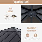 ABCCANOPY Wood Gazebo 11x11 - Outdoor Patio Wooden Gazebo with Hardtop Metal Roof for Garden, Backyard and Deck ABCCANOPY