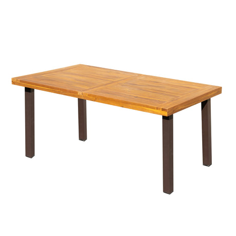 Flamaker Dining Table for 6 Acacia Wood Indoor Outdoor Home Kitchen Table with Iron Legs Large Rectangular Patio Table for Deck, Sunroom Flamaker