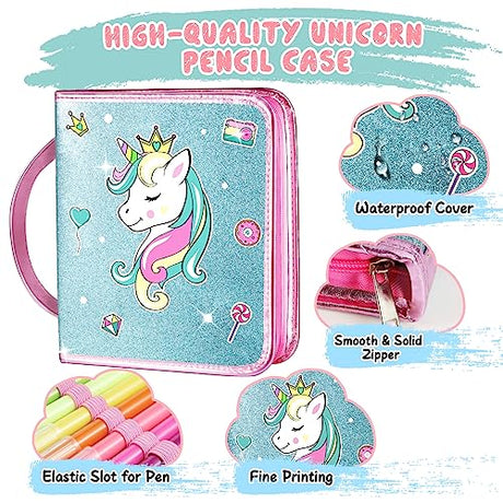 ABERLLS Unicorn Markers Set for Girls Age 5 6 7 8 9 10 Years Old, Unicorns Gifts for Kids Girls Birthday, Art Coloring Marker Kit with Unicorn Pencil ABERLLS