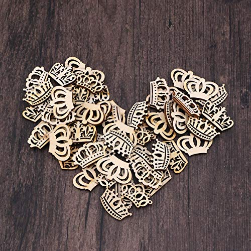 Samanter Crown Shape Wood Slices,Unfinished Wood DIY Craft 100pcs Samanter Lamantery