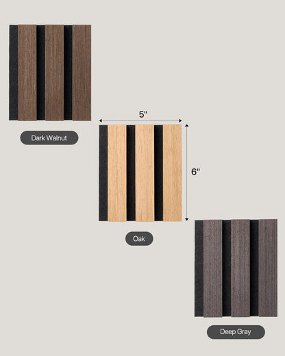 [Sample Pack] Wood Slat Wall Panel Fluted Wall Panels Wood Wall Acoustic Panels For Wall/Ceiling, 6” × 5”× 0.8” Wood Panels For Wall, 3 Color Small - WoodArtSupply