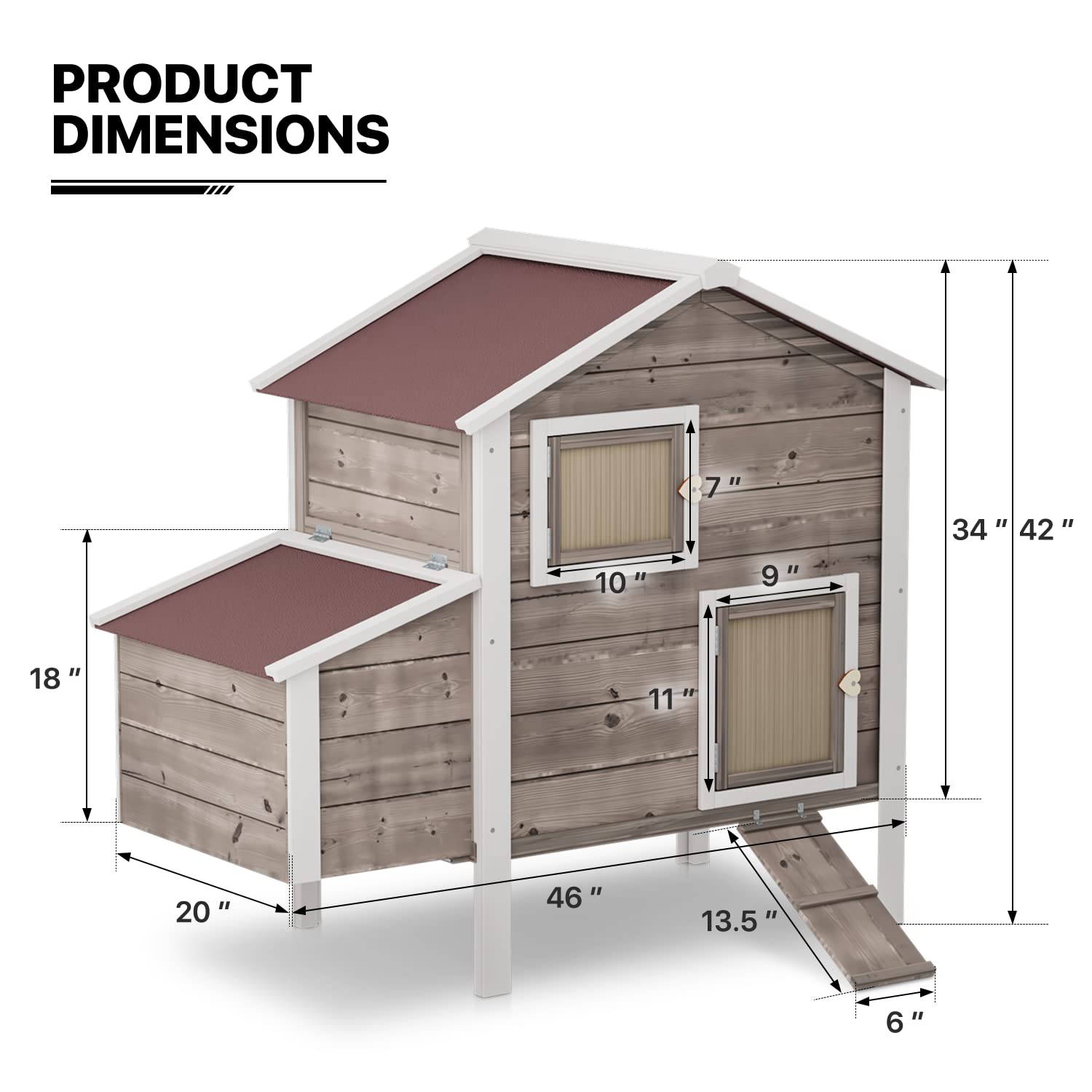 MoNiBloom Chicken Coop Hen House with Nesting Box for Yard, Removable Bottom Wooden Poultry Hutch Rabbit Cage for Easy Cleaning, Waterproof Roof - WoodArtSupply