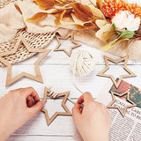 OLYCRAFT 18pcs 3 Size Star Shaped Dream Catcher Frame Wooden Rings Wood Star Hoops Wooden Hoop Rings Circle Nature Wooden Hoop Craft Rings for Floral OLYCRAFT