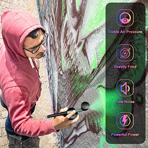 Airbrush Kit with Compressor, Air Brush Gun Rechargeable Portable High Pressure Air Brushes with 0.3mm Nozzle and Cleaning Brush Set for Painting, Nlapldy