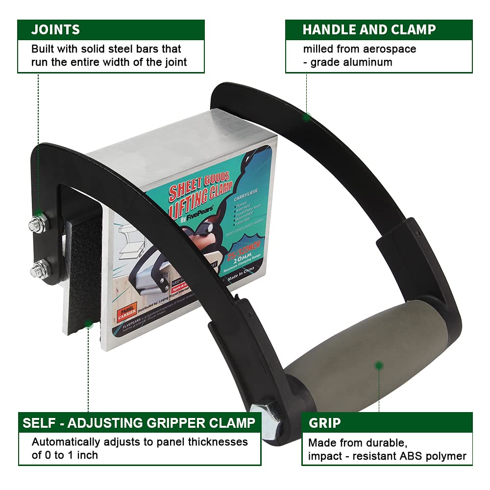 FivePears Panel and Plywood Carrier,Metal Gripper For board,Drywall carrying tool FIVEPEARS