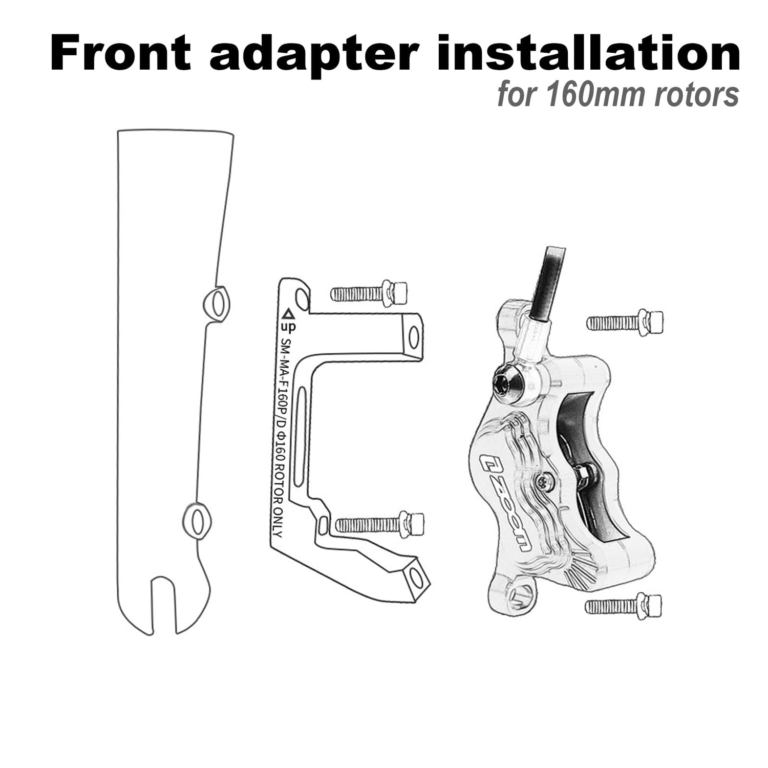 CooMeng SM-MA-F160P/D R160P/D Flat Mount to Post Mount Brake Caliper Adapter for 160mm Rotors Road Disc Brake FM to PM CooMeng