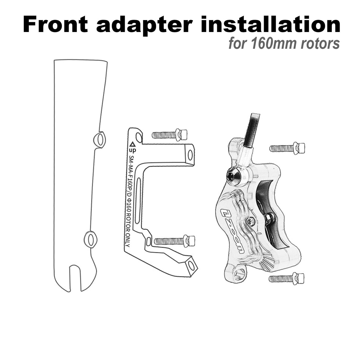 CooMeng SM-MA-F160P/D R160P/D Flat Mount to Post Mount Brake Caliper Adapter for 160mm Rotors Road Disc Brake FM to PM CooMeng