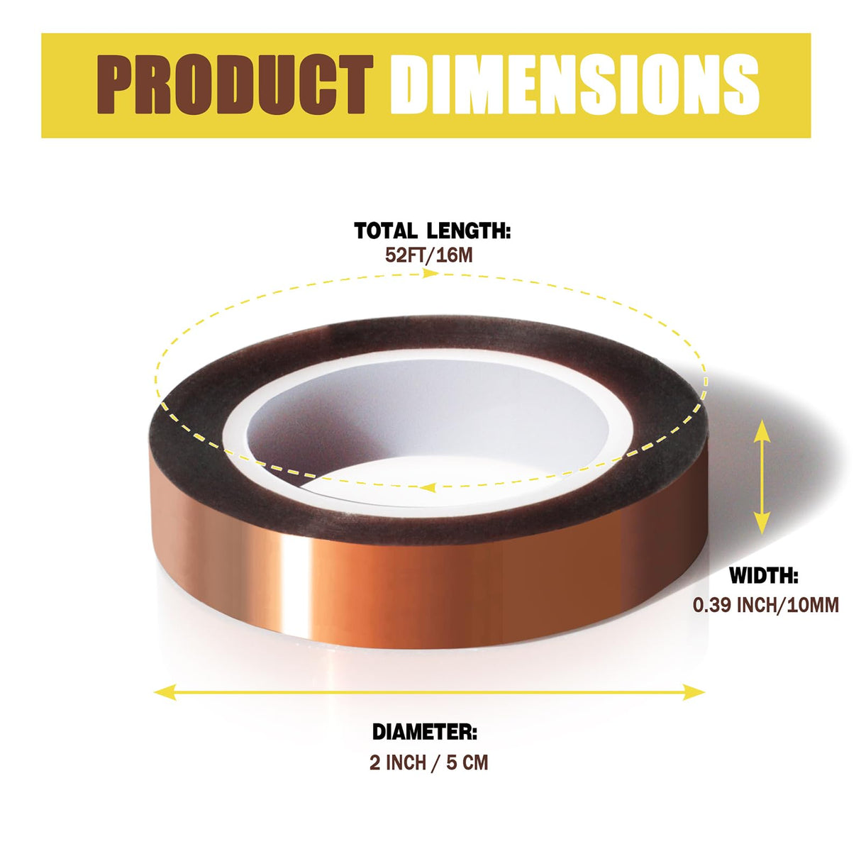 MEBMIK 6 Rolls 10mm x16m(52FT) Heat Tape High Temperature Heat Resistant Tape Heat Transfer Tape for Heat Sublimation Press Vinyl,No Residue MEBMIK