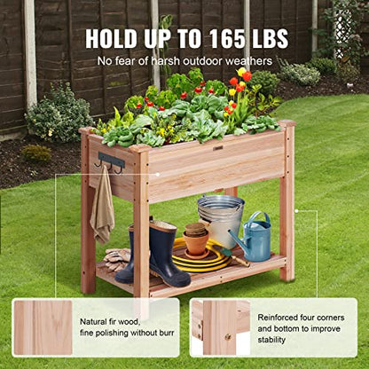 VEVOR Raised Garden Bed 34x18x30in with Sturdy Legs, High End Natural Fir Wood Planter Box Elevated Planting Stand for Backyard/Garden/Patio/Balcony