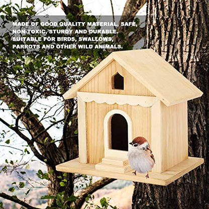 Wooden Bird House, 7.9x7.9x5.9in Bird Houses for Outside Birdhouse for Outside Garden Patio Decorative Nest Box Bird House for Swallow Sparrow