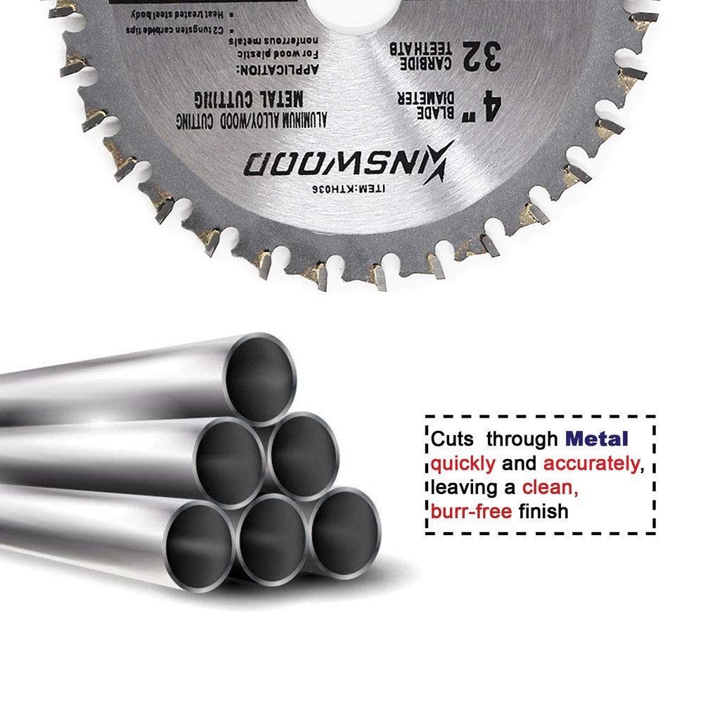 Kinswood Circular Saw Blade Metal Cutting Saw Finish Blade Cut Thin Kerf for DeWalt, Makita, SKIL, Bosch Skil, Heavy Duty and Anti-Rust Coating (4" Kinswood