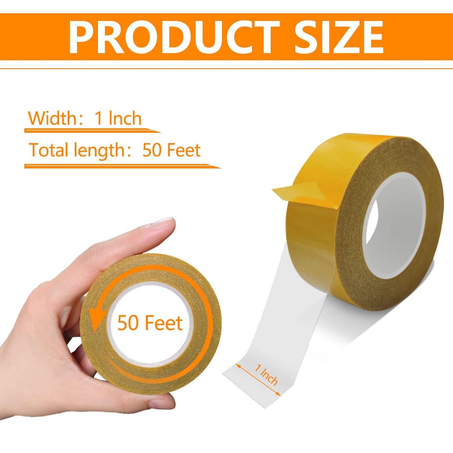 Birllaid Double Sided Tape Heavy Duty for Crafts,Thin Two Sided Tape with Removable Acrylic Clear Adhesive,Super Strong Tape 1Inch x 50 Feet for Arts Birllaid