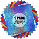 Holographic Glitter Vinyl Sheets 9 Pack Vinyl Permanent - Easy to use Adhesive Vinyl for Craft Decor,12” X 12” （Holographic Glitter） GIRAFVINYL