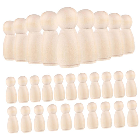 VILLFUL 30pcs Little Wooden Man Easter Peg Toys Dolls Peg People Wooden Peg Figures Art Crafts Peg Doll Unfinished Wooden Figure Kids Crafts Kids DIY VILLFUL