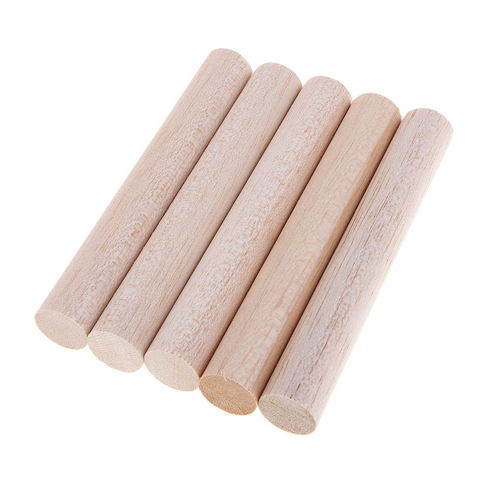 Baosity B Assorted Sizes Round Balsa Rods Unfinished Woodcraft Stick Dowel Rod for Kindergarten Handmade Craft Model Making Accessories, 5 Pieces Baosity