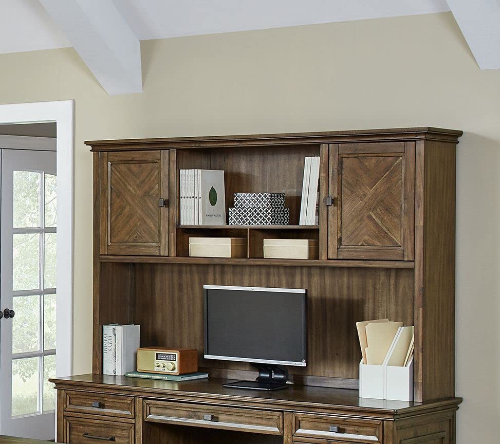 Martin Furniture Traditional Wood Doors, Office Storage, Fully Assembled, Brown Hutch - WoodArtSupply