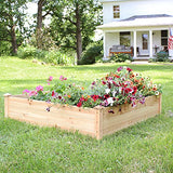 Sunnydaze 48-Inch Square Wood Raised Garden Bed - Outdoor Elevated Planter Box for Flower, Vegetable, and Herb Gardening Sunnydaze