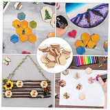 VILLCASE 50PC Wooden Hexagon Block DIY Crafts Decorations Wood chip Ornaments Wooden Hexagon Slices Unfinished Wood Hexagon Unfinished Wood Shape VILLCASE