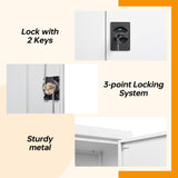 STANI Metal Storage Cabinet with 2 Adjustable Shelves, Steel Counter Cabinet with Lockable Doors for Home Office Warehouse Garage (White, 36" H-Style STANI