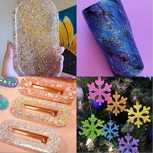 Holographic Chunky and Fine Glitter Mix, 45 Colors Craft Glitter for Epoxy Resin Arts, Iridescent Nail Glitter, Cosmetic Eye Hair Face Body Glitter, Linwulte