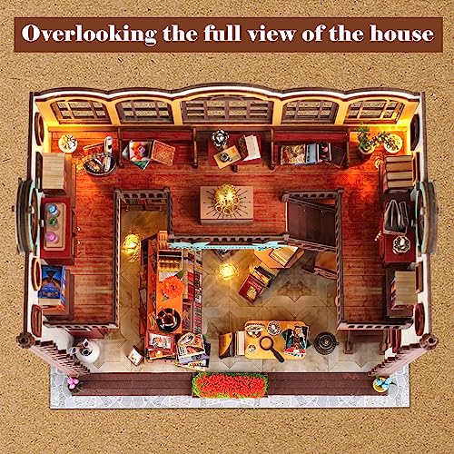 DIY Miniature Wooden Dollhouse Kit: Magic Book Store House with Furniture and LED - Great Handmade Crafts Model Building Kit Decor Gifts for Adults