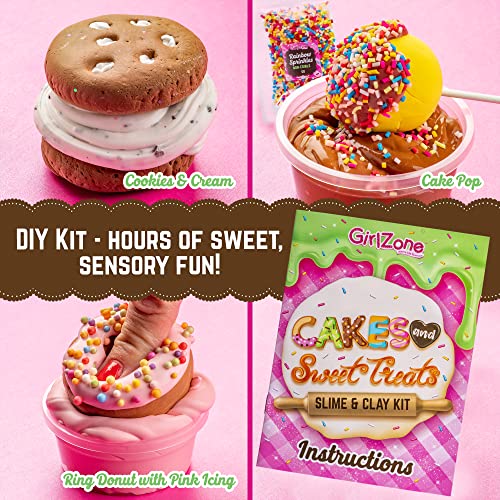 GirlZone Cakes & Sweet Treats Slime Egg, Fun Clay and Slime Kit to Make Slime for Girls and Slime Butter, for Girls 8-12 and DIY Slime GirlZone