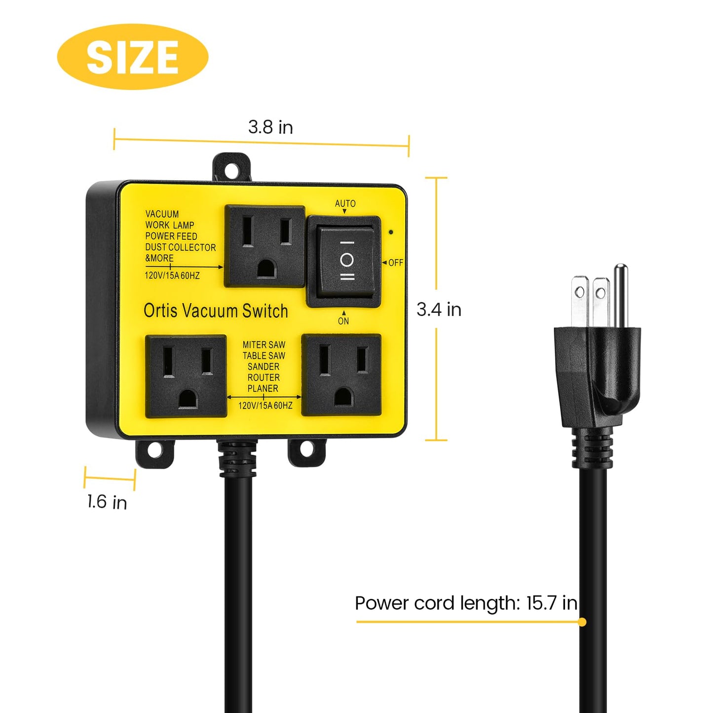 Automatic Vacuum Switch, Ortis Vacuum Switch for More Power Tools, Delay Vacuum On/Off to Prevent Circuit Overload and Tripping, Keep Your Workplace - WoodArtSupply