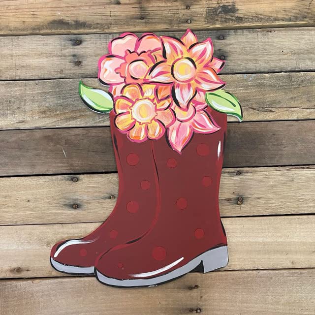 Boots with Flowers Shape, Unfinished Wood Craft, Build-A-Cross