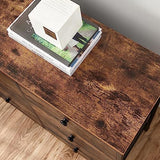 SONGMICS Dresser for Bedroom, Chest of Drawers, 6 Drawer Dresser, Closet Fabric Dresser with Metal Frame, Wooden Top and Front, Brown and Black SONGMICS