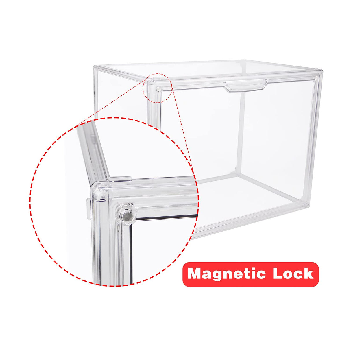 GUDEMAY Clear Stackable Plastic Storage Bins with Magnetic Lid, Dustproof Book & Cosmetic Display Cases, Large Figures Collectibles Showcase, Shoe GUDEMAY