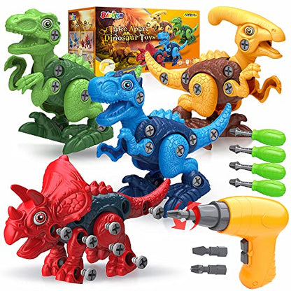 BAODLON Dinosaur Toys for 3 4 5 6 7 Year Old Boys, Take Apart Dinosaur Toy for Kid 3-5 5-7 Building Toy with Electric Drill, Learning Educational - WoodArtSupply