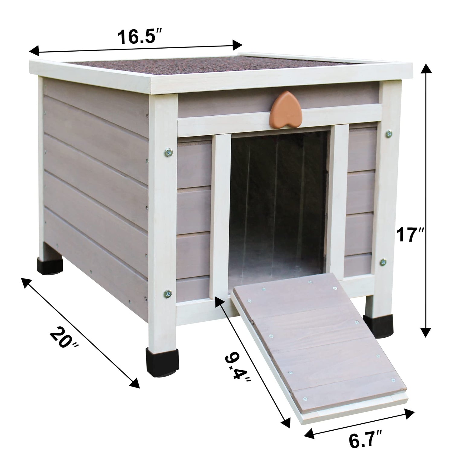 Deblue Weatherproof Cat House for Outdoor Cats, Wooden Small Pet House Outside, Feral Cat Shelter with Elevated Floor and Lockable Door - Grey Deblue