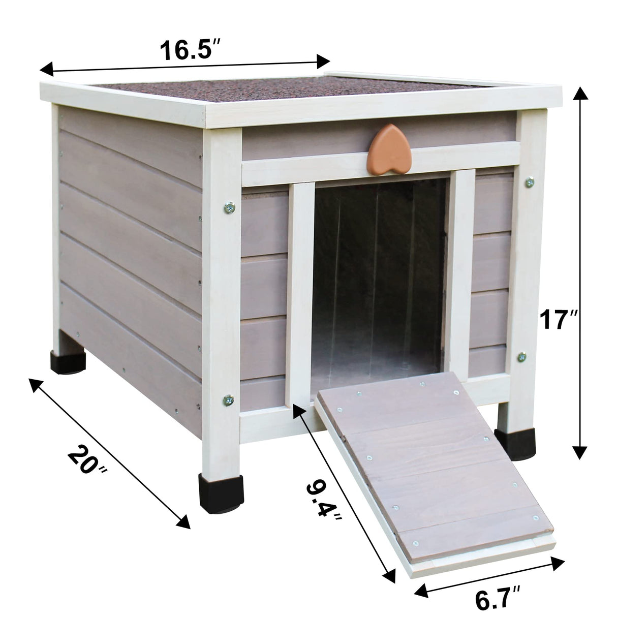 Deblue Weatherproof Cat House for Outdoor Cats, Wooden Small Pet House Outside, Feral Cat Shelter with Elevated Floor and Lockable Door - Grey Deblue