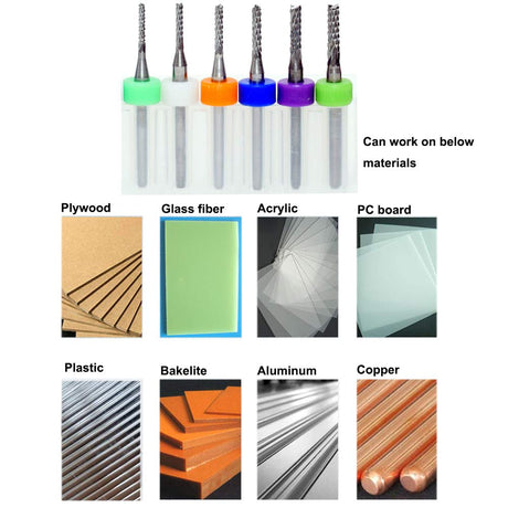 End Mill Sets, Tungsten Steel CNC Router Burrs End Milling Engraving Bits Drilling Hole Tool for PCB Circuit Board, Plastic, Fiber, Wood, Copper Knugoua