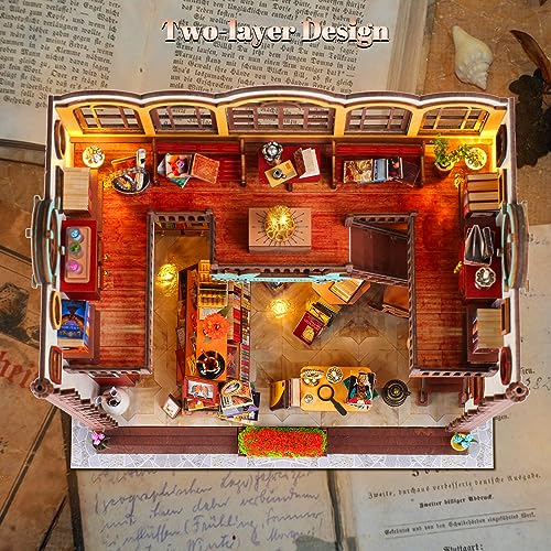 DIY Miniature Dollhouse Kit, Tiny House Model with LED Light, Dust Proof Cover, 3D Wooden Puzzle for Adults, Creative Handmade Crafts Home Decor Hallisun